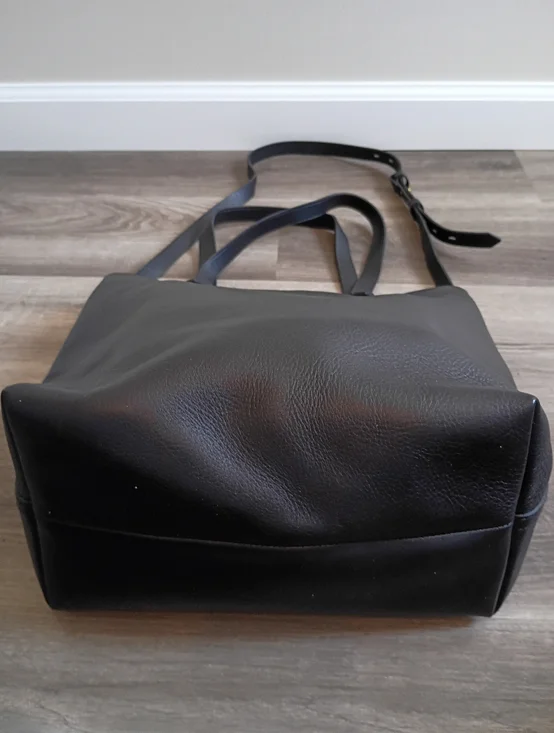 Madewell Classic True Black Leather The Medium Transport Tote Travel Minimalist - Picture 9 of 14
